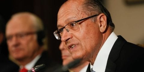 Geraldo Alckmin durante o encerramento do Conselho Empresarial Brasil-Suécia